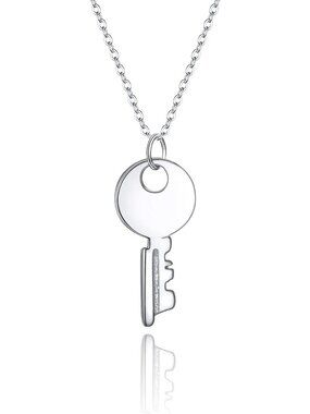 Personalized 925 Sterling Silver Key Pendant Necklace for Mom - Perfect Gift for